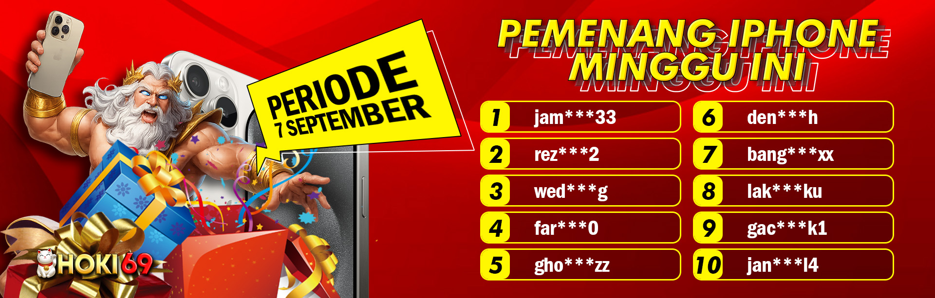PEMENANG IPHONE MINGGU 7 SEPTEMBER 2025