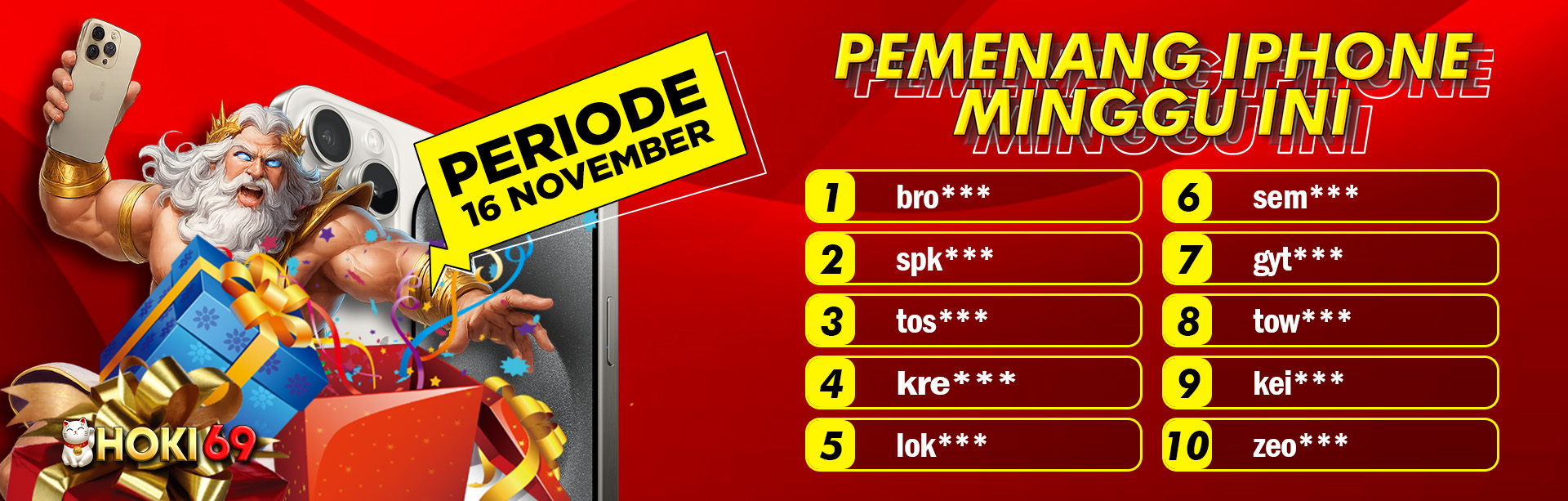 PEMENANG IPHONE MINGGU 16 NOVEMBER 2025