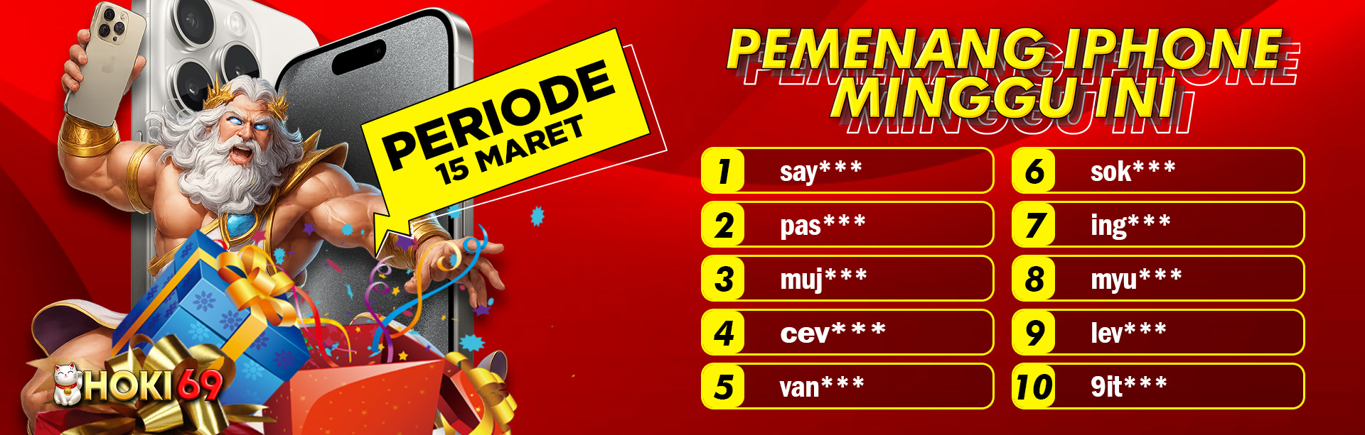 PEMENANG IPHONE MINGGUAN 15 MARET 2026